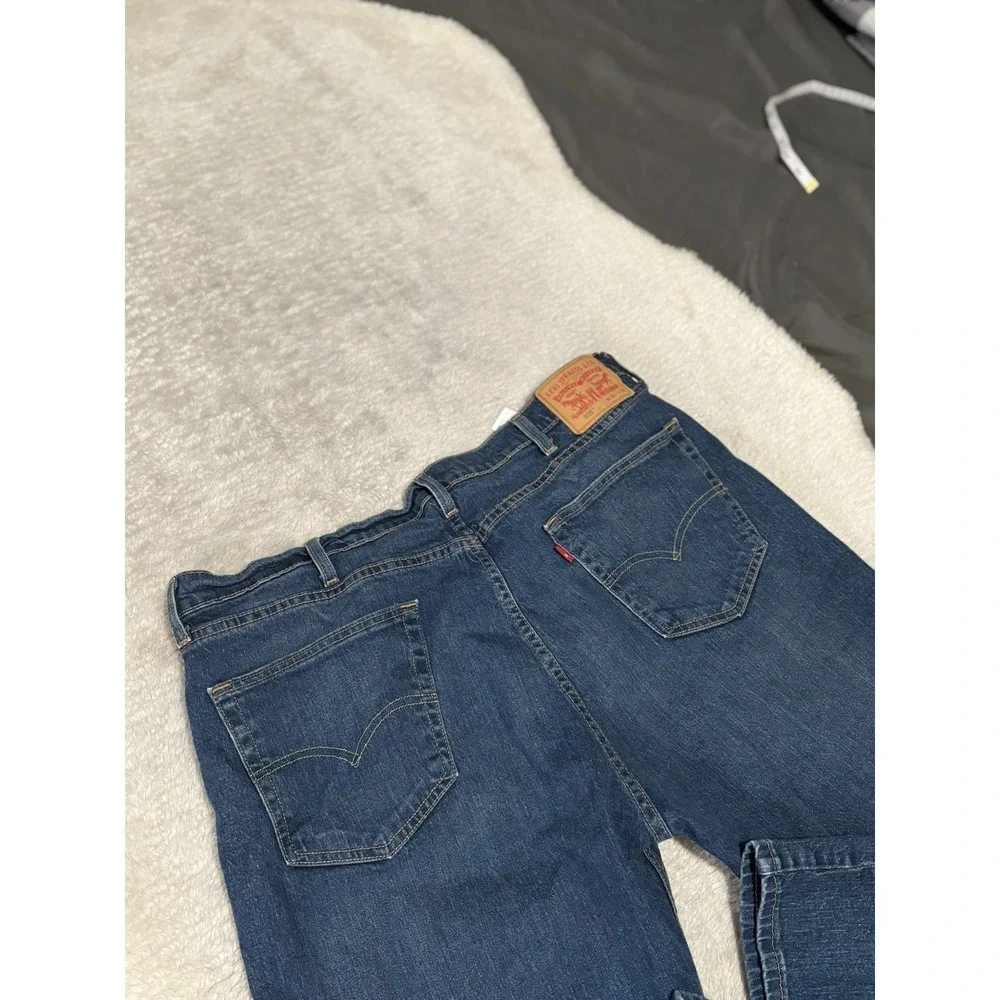 Levis 505 Mens Blue Straight Jeans Size 40x30 Cotton‎ Denim Pants Stretch